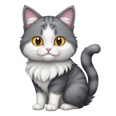 full body dark grey and white cat with white front legs sticker
