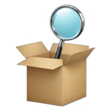 a magnifying glass in front of an empty box sticker
