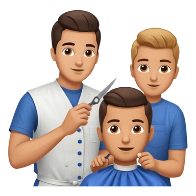At a barbershop, the experienced barber is teaching his apprentice how to properly cut hair, offering tips on technique, customer service, and attention to detail. The mentor emphasizes the importance of precision, patience, and building trust with clients sticker