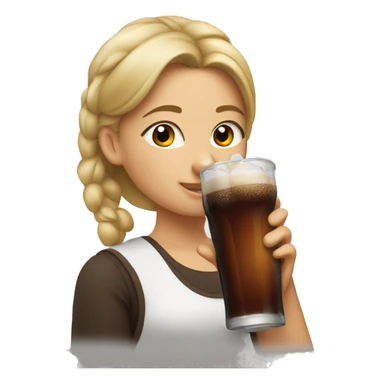 Girl chugging a glass of root beer sticker