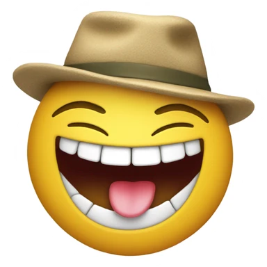 smiley face biting lip with backwards hat sticker