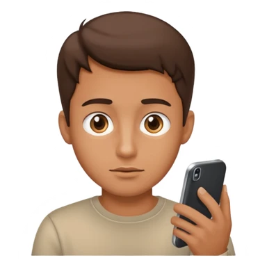 A guy scrolling on this phone, his eyes looking the phone very close sticker