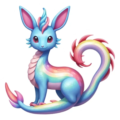 Shiny Sparkly beautiful gorgeous ethereal Rainbow Scaley Exotic Aurorus-Sylveon-Milotic-Dragonair-Fakémon-hybrid-creature (full body) sticker
