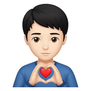 Un garçon beau qui fait un cœur avec des cheveux noir  sticker