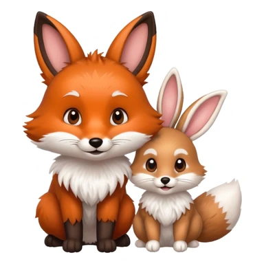 fox and rabbit cute sticker