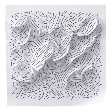 A piece of paper covered in chaotic, random black scribbles. The lines are so dense that most of the paper looks almost black from over-scribbling. Drawn with a pen or pencil sticker