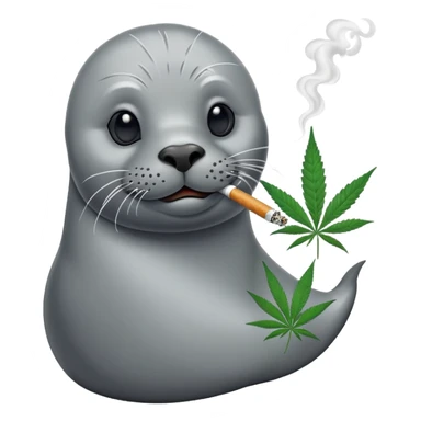 Grey slim seal smoking weeds cannabis sticker