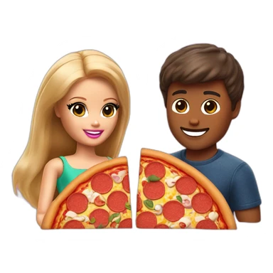 Barbie et ken mangeant un pizza sticker