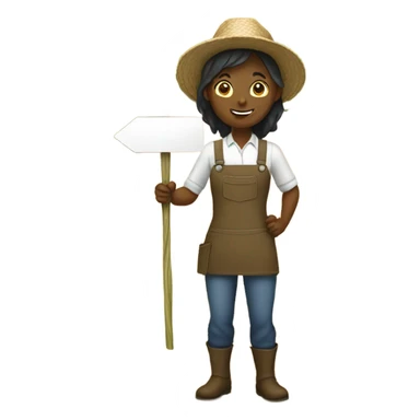 female farmer holding sign  sticker