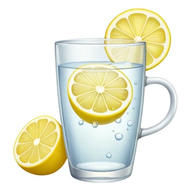 A glass of lemon water with slice of lemon on the cup sticker