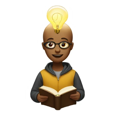 a person reading a book titled 'Inspired' with a lightbulb above their head sticker