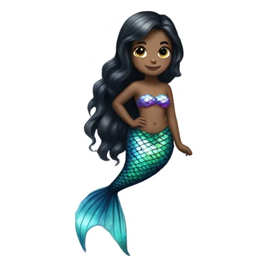Iridescent mermaid white girl with black hair and iridescent tail sticker