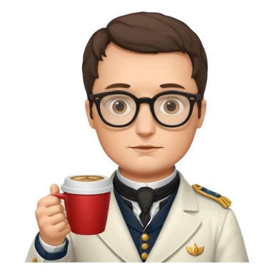 napoleon with glasses holding coffee cup sticker