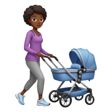 Dark skinned mom in Nike with a stroller  sticker