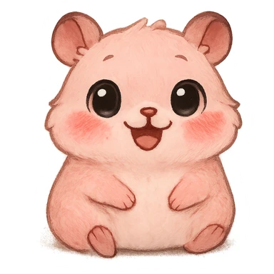 a cute pink hamster, original design, big eyes, blushing cheeks, joyful sticker