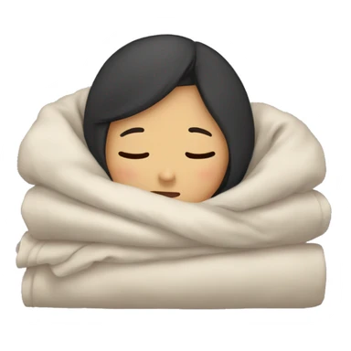 Asian girl sleeping in cozy blanket sticker