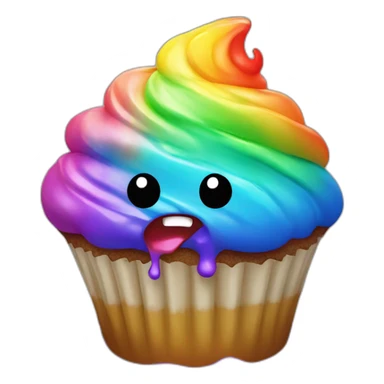 Rainbow cupcake puking sticker