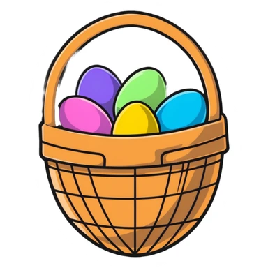 Easter basket filled with decorated eggs sticker
