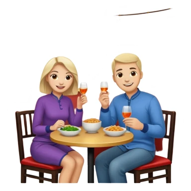 ligth couple having dinner at a chinese restaurant full body sticker