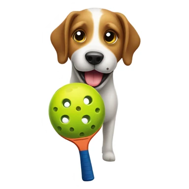 Dog holding pickle ball paddle sticker