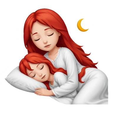 Red long hair girl sleeping in bed alone sticker