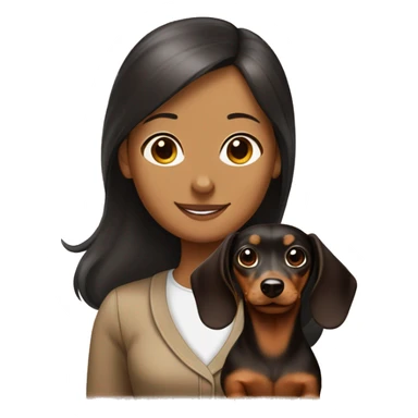 Chocolate and tan dachshund with a girl black hair sticker