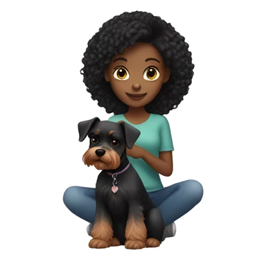 Black girl with ginger hair holding mini schnauzer dog  sticker