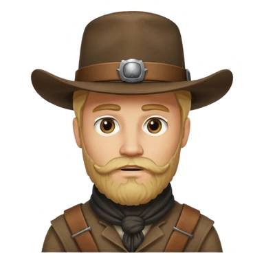 A blonde western man from America 1899 wild west with a hat and beard should look like a robber sticker