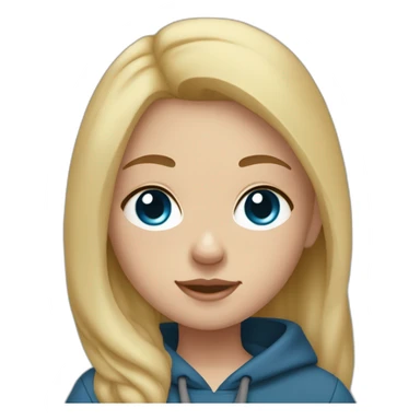 A blonde girl  with blues eyes, with smooth hair and a ray,she has light skin a few freckles, and she wear a hoodies and she Carries in his arms a black baby labrador dog  sticker