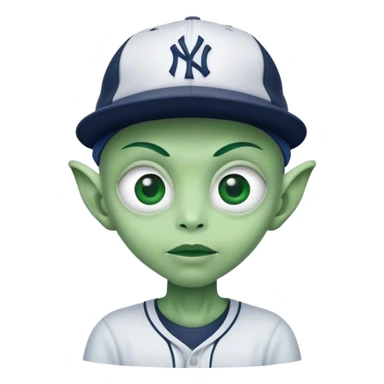 Alien with a Yankees hat sticker