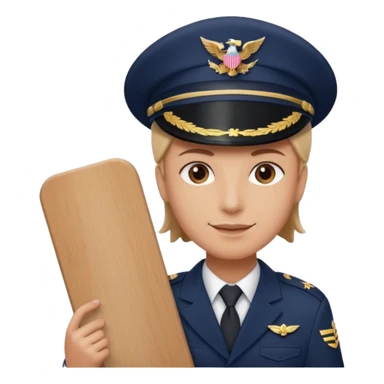 Slack-style emoji of a pilot wearing a navy captain hat holding a board with WIP on it sticker