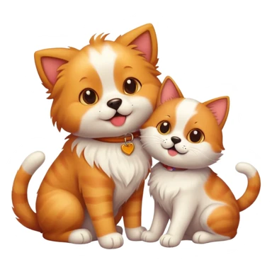 friendly cat and dog together sticker