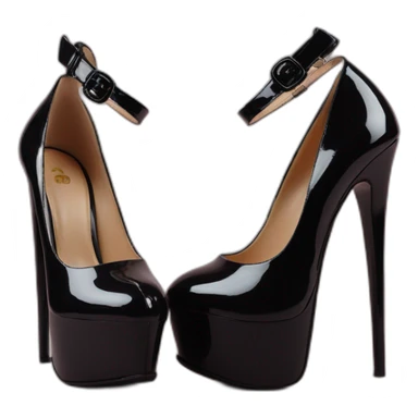 One Black Patent Leather Daffodile Platform Heels sticker
