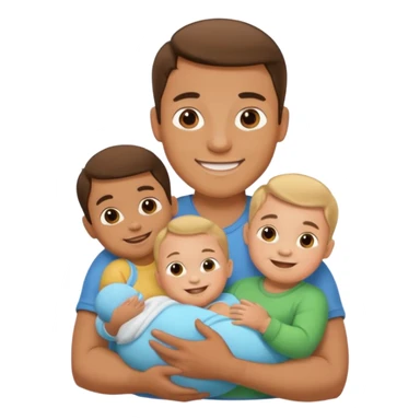 man with three babies sticker