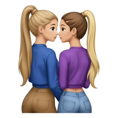  Ariana grande back view with long hair in a ponytail leaning on another girl with long hair in a ponytail  sticker