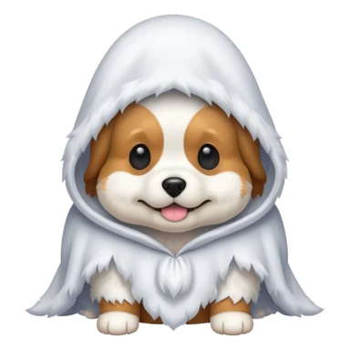 Cute dog with ghost costume on sticker