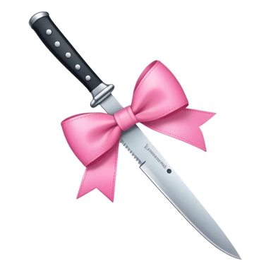 A knife with a preppy pink bow on it sticker
