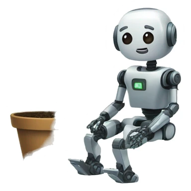 combina una pequeña planta  y un robot  sticker