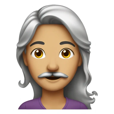a woman with a mustache sticker
