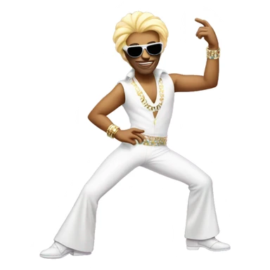 white disco dancer with sunglasses striking a pose sticker