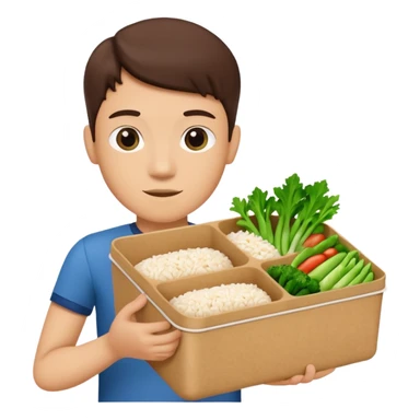 create an emoticon of a retangular lunch box made of kraft paper, with inside rice, beaf and green vegetables in a ordered way, like 3 strips. The lunch box should be the most similar to this real one..

https://i.postimg.cc/FKcHz1tk/Screenshot-2025-11-11-alle-16-06-29.png sticker