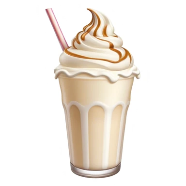 Cinematic Realistic Milkshake Drink Emoji, depicted as a thick, creamy milkshake with a swirl of whipped cream rendered with rich textures and inviting, nostalgic lighting. sticker