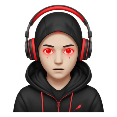 dark drill studio mood, hooded silhouette adjusting headphones, neon red highlights, gritty textures, aggressive energy, minimalist composition sticker