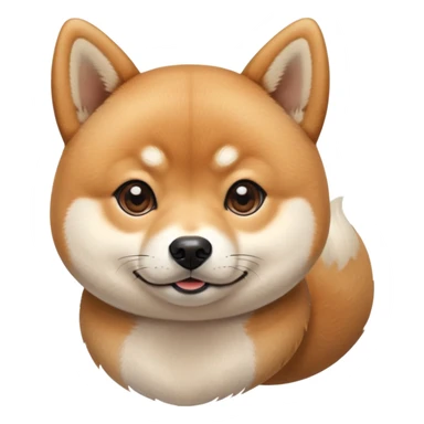 cute Shiba Inu dog with a playful, side-eye expression and a tilted head. The dog has light brown fur, big round eyes, and a soft smirk sticker