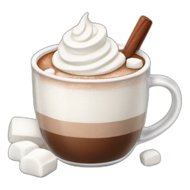 mug of hot chocolate with marshmallows and whipped cream sticker