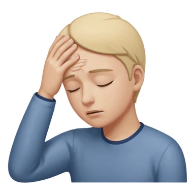 person with back of hand on forehead eyes closed fainting sticker