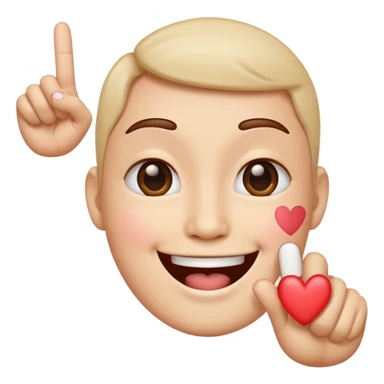 A Smiling Face with Smiling Eyes emoji with a hand korean finger heart emoji that has the middle finger sticking out sticker