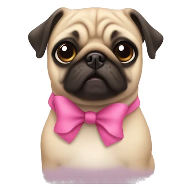 Pug with a pink bow on its ear not on its neck sticker