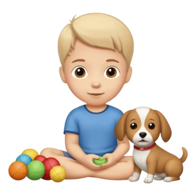 child with dog toys sticker