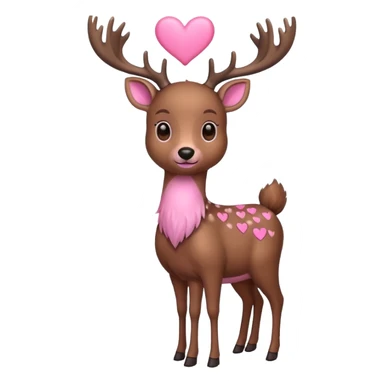 Deer with pink hearts sticker